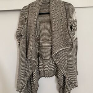 - - Debut Cardigan Sweater Tan White  Womens Size S/M Cozy spring western‎ boho